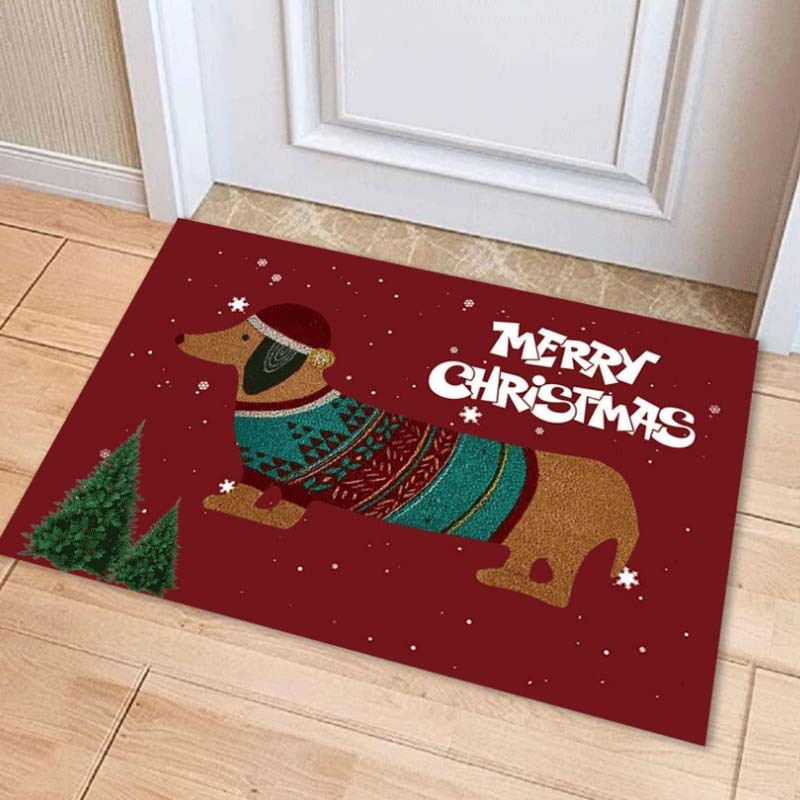 Christmas Dachshund Doormat – Cute Holiday Welcome Mat for Front Door