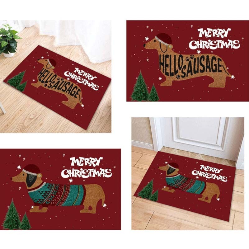 Christmas Dachshund Doormat – Cute Holiday Welcome Mat for Front Door