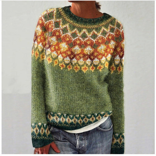 Women’s Rabbit Fur Blend Nordic Sweater – Cozy Winter Knit Pullover