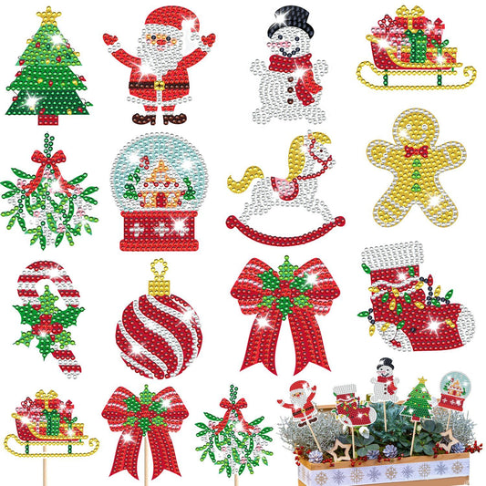 12-Pack Christmas Rhinestone Art Kits – DIY Diamond Sticker Craft Set for Kids & Adults – Sparkly Holiday Decorations