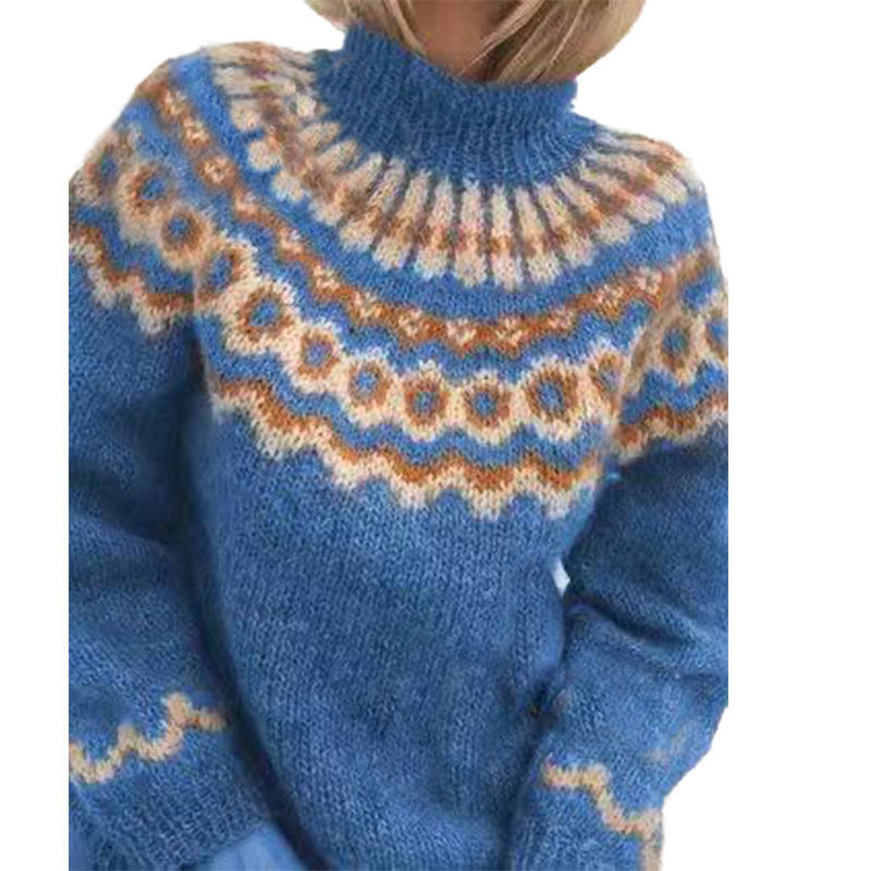 Women’s Rabbit Fur Blend Nordic Sweater – Cozy Winter Knit Pullover