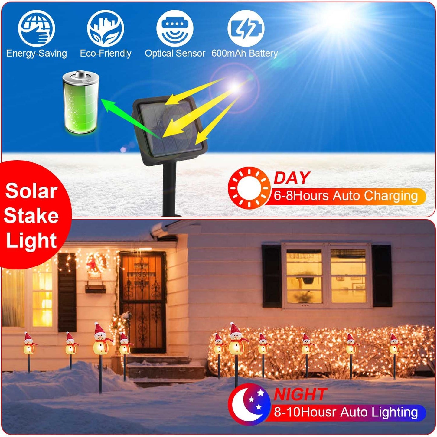Solar Snowman Christmas Pathway Lights – 3-Pack Outdoor Waterproof Yard Stakes