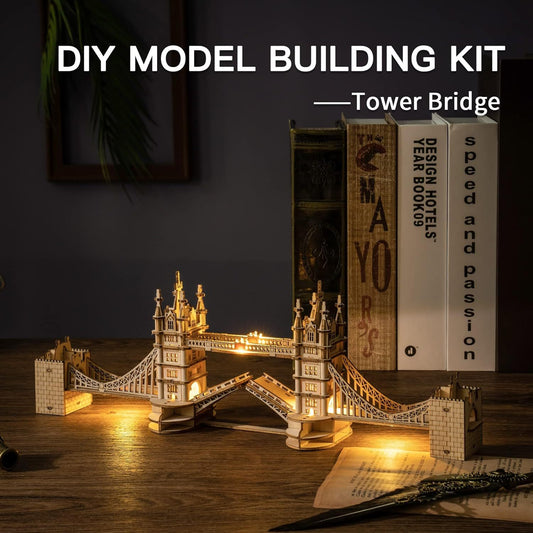 3D Wooden Tower Bridge Model Kit – 113-Piece DIY London Landmark Puzzle for Adults & Teens (No Glue Needed)