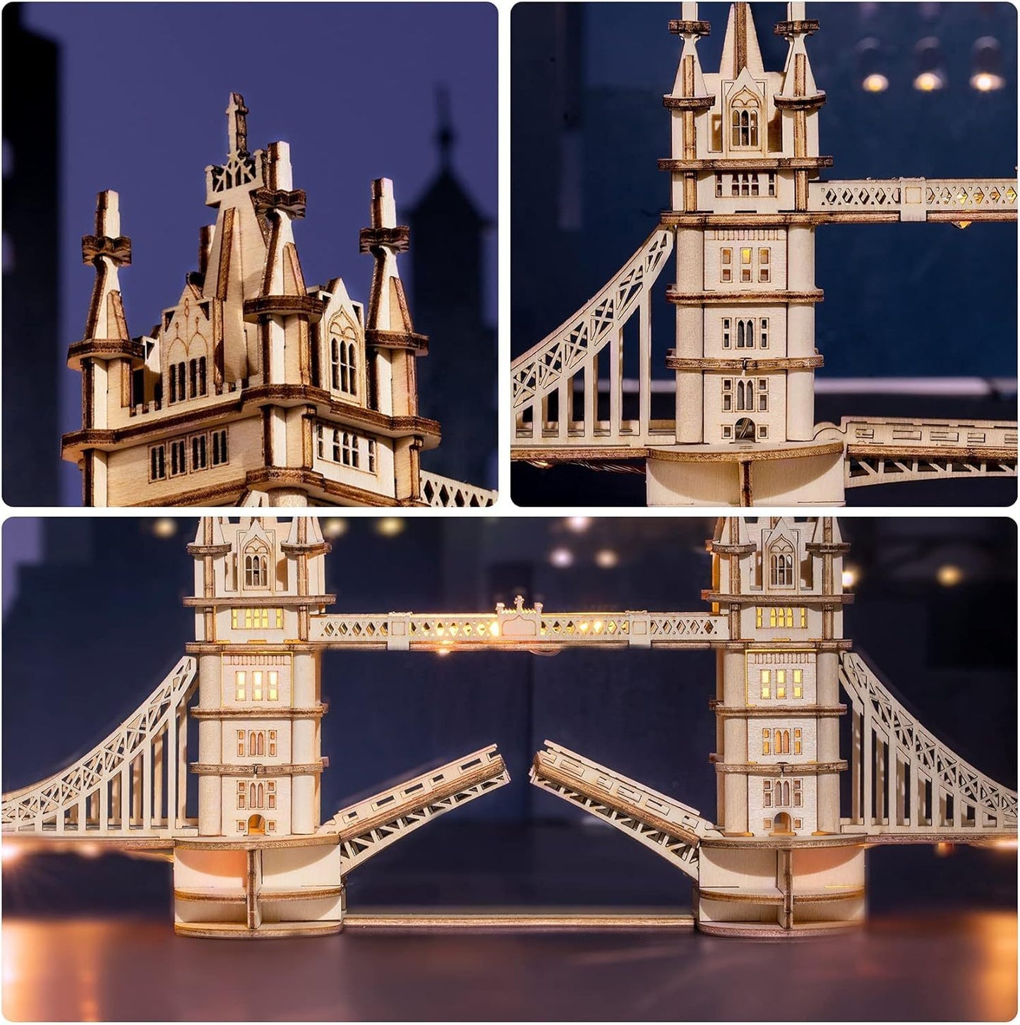 3D Wooden Tower Bridge Model Kit – 113-Piece DIY London Landmark Puzzle for Adults & Teens (No Glue Needed)
