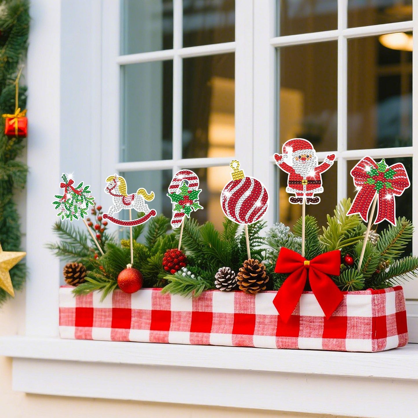 12-Pack Christmas Rhinestone Art Kits – DIY Diamond Sticker Craft Set for Kids & Adults – Sparkly Holiday Decorations