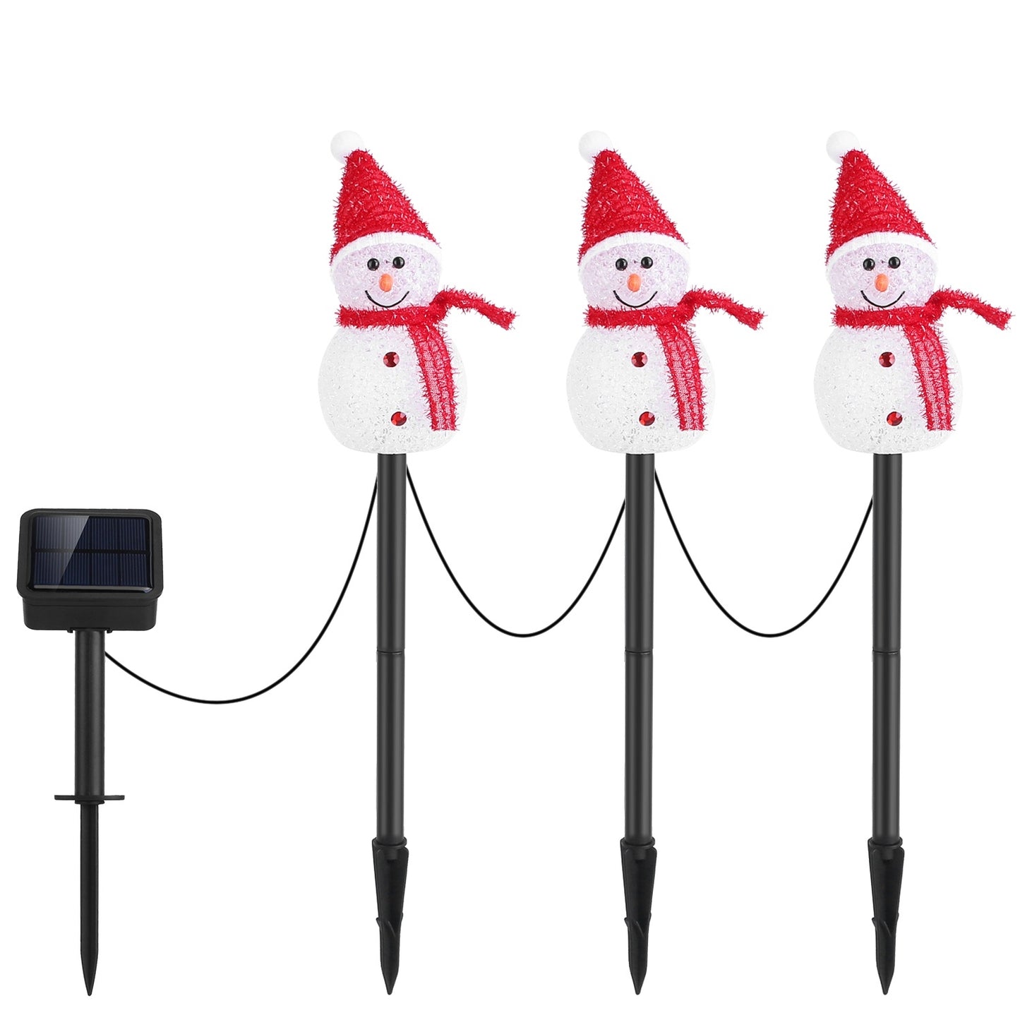 Solar Snowman Christmas Pathway Lights – 3-Pack Outdoor Waterproof Yard Stakes