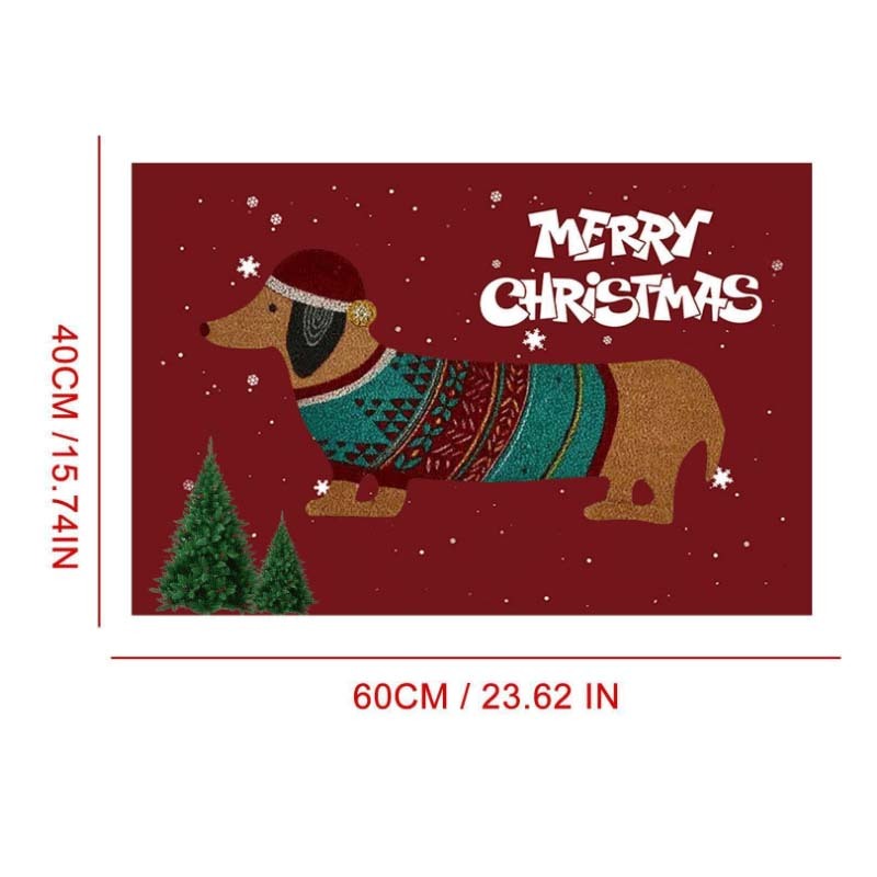 Christmas Dachshund Doormat – Cute Holiday Welcome Mat for Front Door
