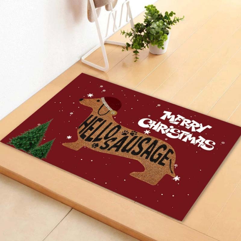 Christmas Dachshund Doormat – Cute Holiday Welcome Mat for Front Door