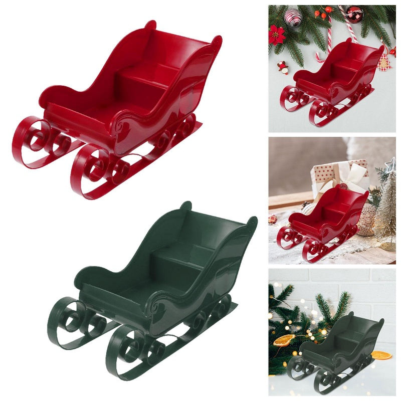 Red Santa Sleigh Christmas Decoration – Holiday Fireplace, Table & Shelf Display Ornament