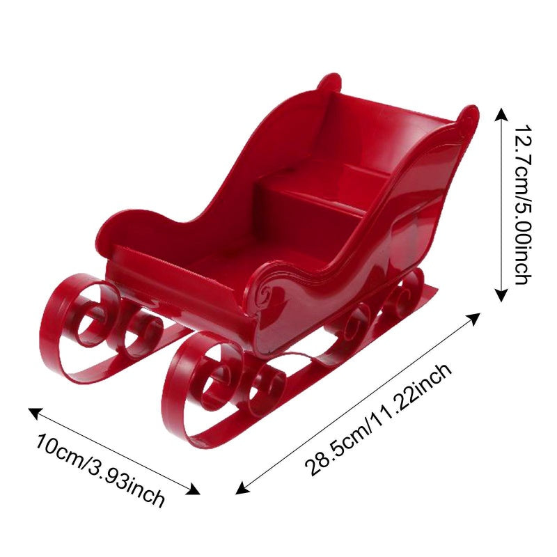 Red Santa Sleigh Christmas Decoration – Holiday Fireplace, Table & Shelf Display Ornament