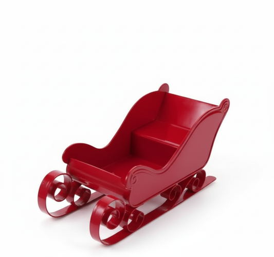 Red Santa Sleigh Christmas Decoration – Holiday Fireplace, Table & Shelf Display Ornament