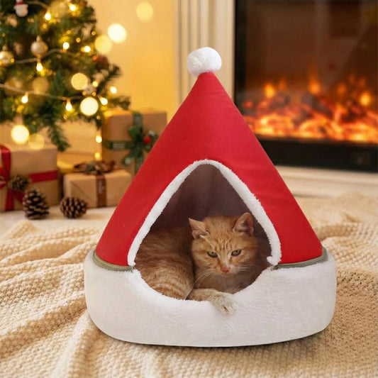 Christmas Tree Cat Bed – Cozy Indoor Pet Cave for Cats & Small Dogs