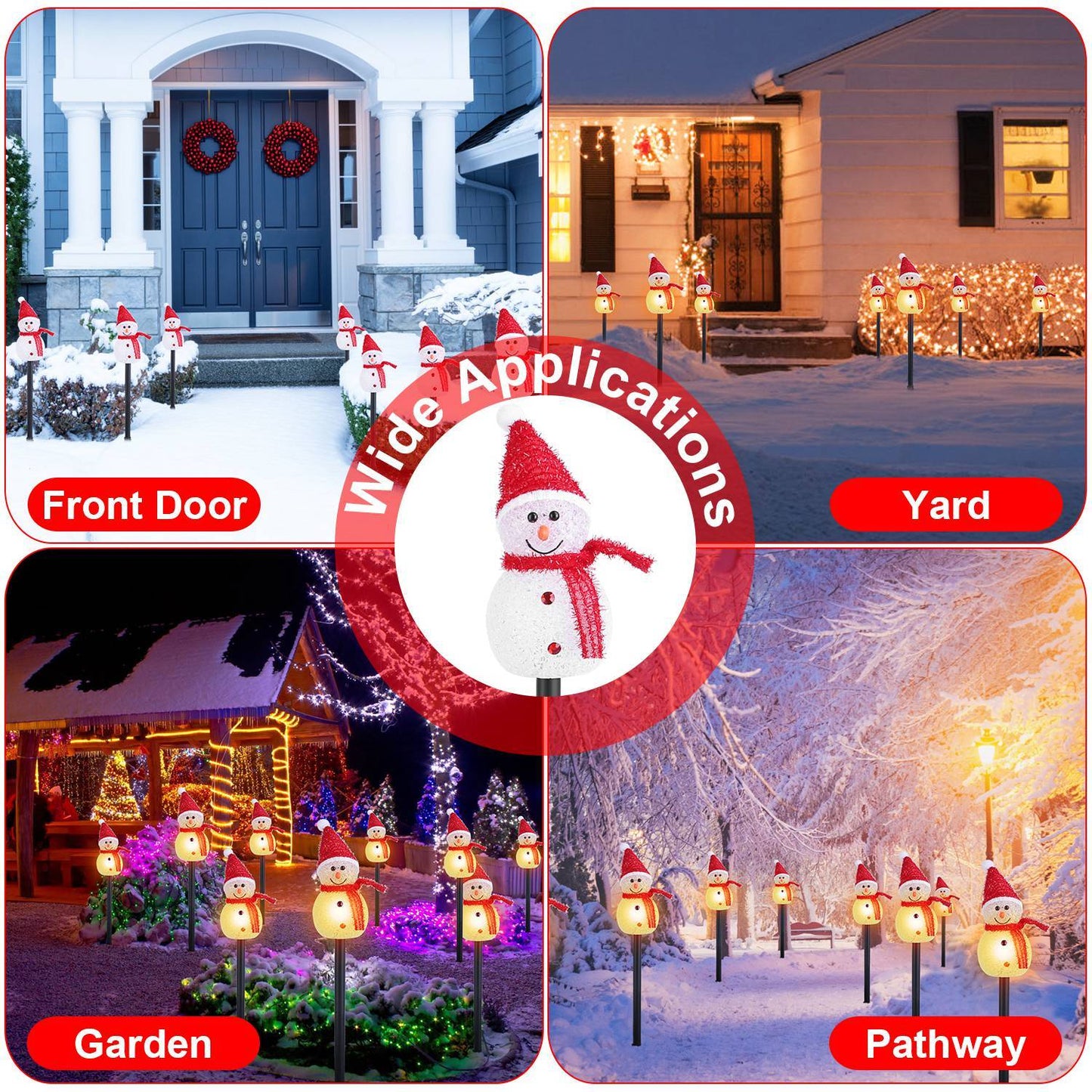 Solar Snowman Christmas Pathway Lights – 3-Pack Outdoor Waterproof Yard Stakes