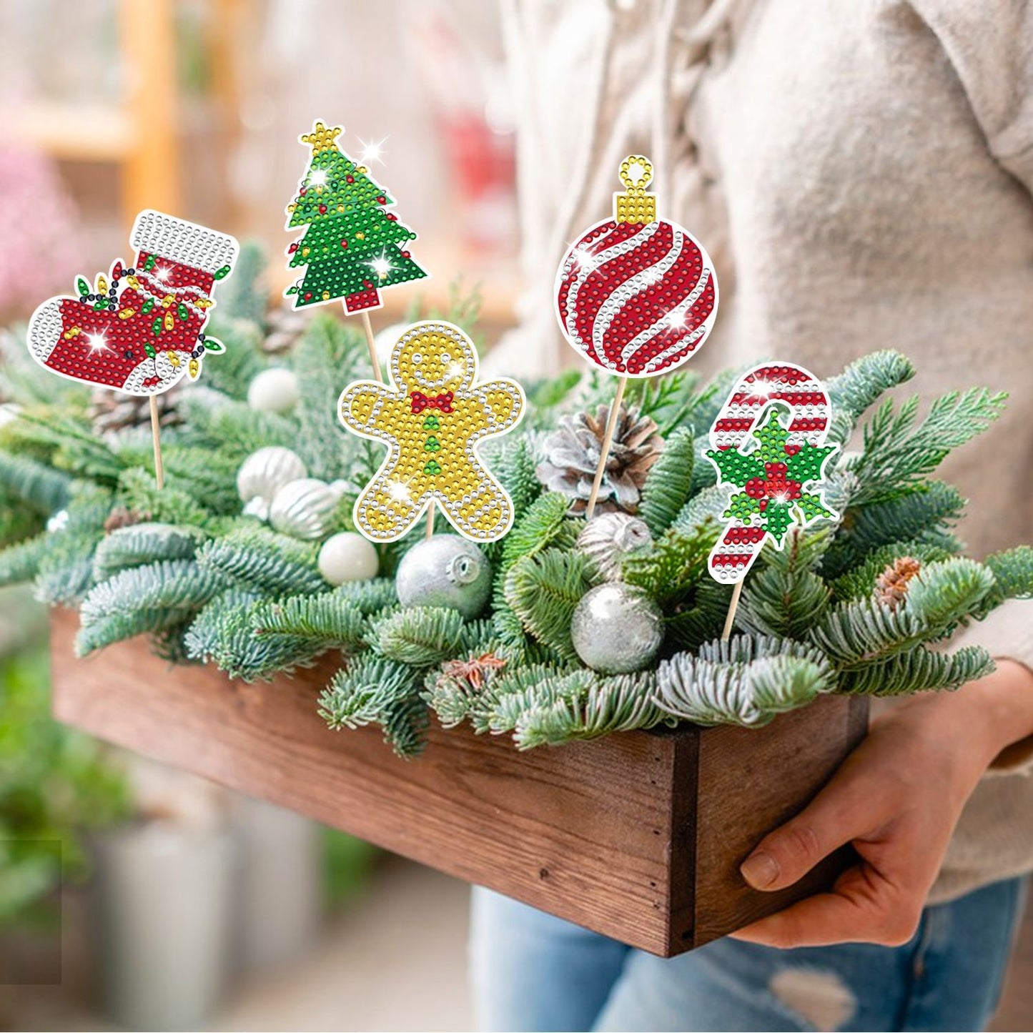 12-Pack Christmas Rhinestone Art Kits – DIY Diamond Sticker Craft Set for Kids & Adults – Sparkly Holiday Decorations